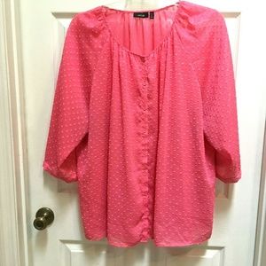 Apt 9 Top 3X Pink Button front Textured